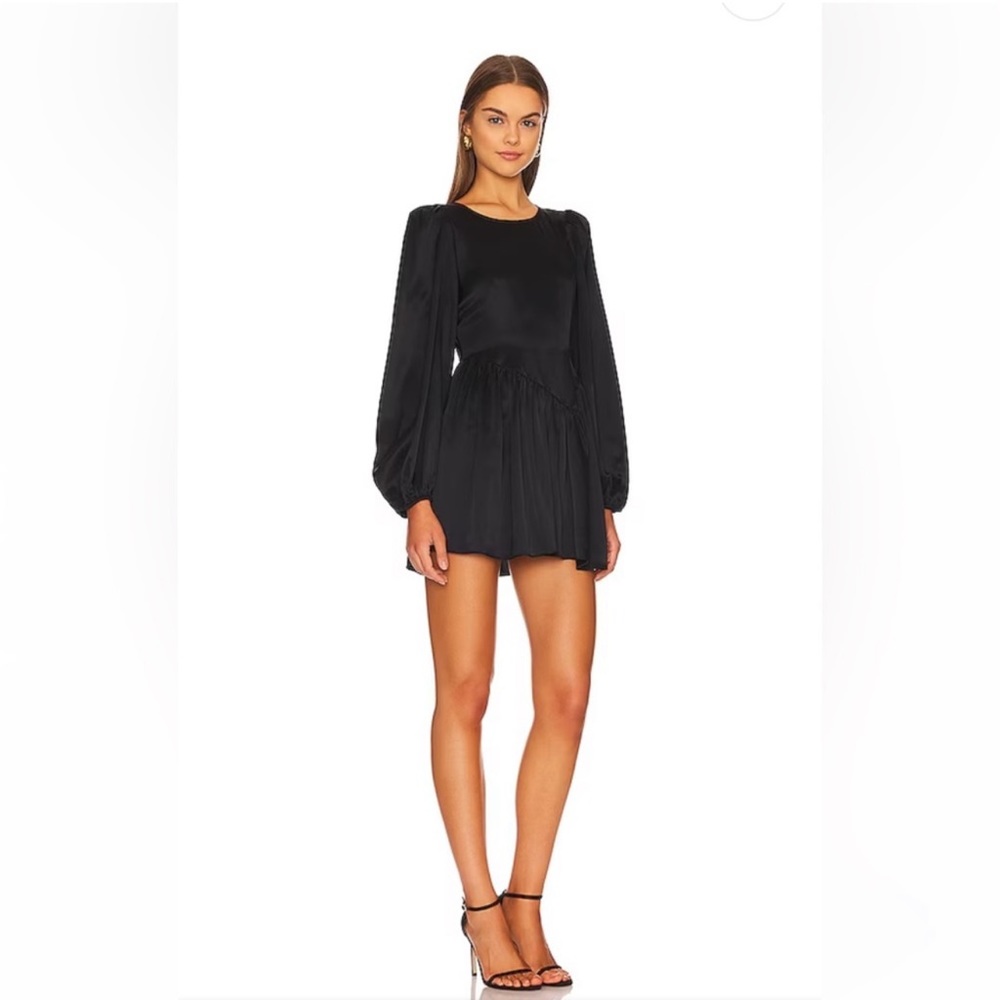LoveShackFancy Black Garcia Satin Minidress